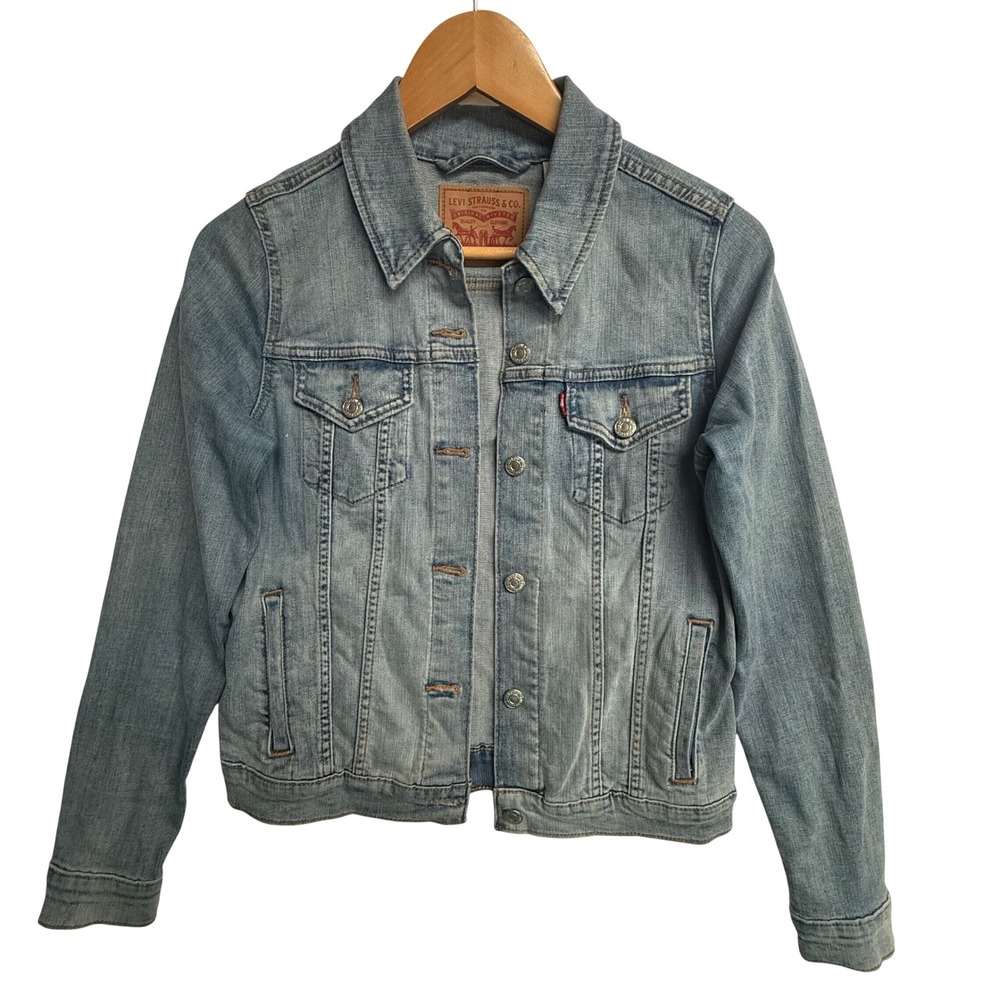 Levi's Womens S Trucker Denim Jacket Light Wash Stretch Button Front PC9 29945